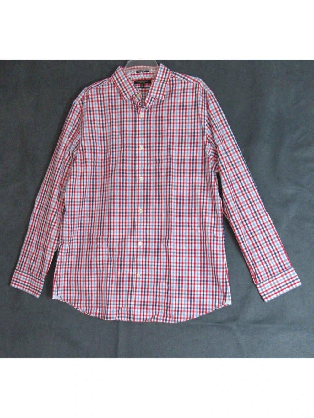 Banana Republic Shirt Mens XL Blue Red Plaid Check Button Up Long Sleeve Preppy